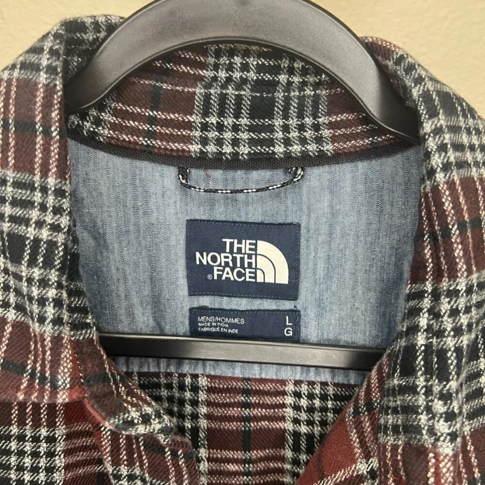 The North Face flannel long-sleeve Red Black White Grey Size Large